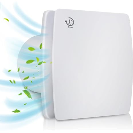 Bathroom Extractor Fan, 4/100mm High Airflow Silent Bathroom Fan with Timer Overrun Delay Function for Bathroom Toilet Shower Wall Ceiling Mount