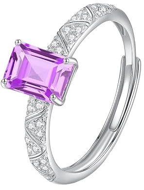 LCDIUDIU Sterling Silver Adjustable Rings for Women 925,Cushion Cut Natural Topaz Red Ruby Sapphire Ring for Women Natural Gemstone Band Adjustable Anniversary Engagement Wedding Promise Band with H