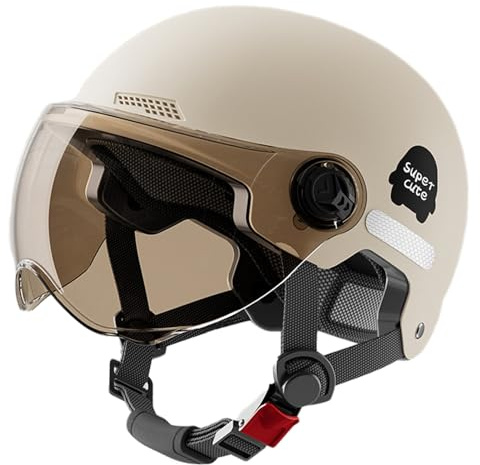Eoixuqba Motorradhelm Für Herren Und Damen, Helm Motorrad Mit Visier, Scooter Helms Mit Visier, Helms Skateboard Erwachsene, Schutzhelm Mit Visiers Motorrad, Kopfumfang: 45–65 cm