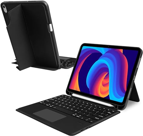 VOVIPO Compatible for iPad A16 11th Generation Case with Keyboard,Multi-Touch Trackpad,Wireless Detachable Keyboard,Stand Cover with Pen Holder for iPad 11 inch A16 2025 &10th Gen 10.9 2022,Black