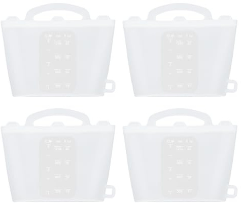 GREENSAPPIRE Reusable Silicone Microwave Steam Sterilizer Bags, 4-Pack Silicone Steaming Bags for Baby Bottles, Breast Pump Parts, Pacifiers & Accessories for Home & Travel (White)