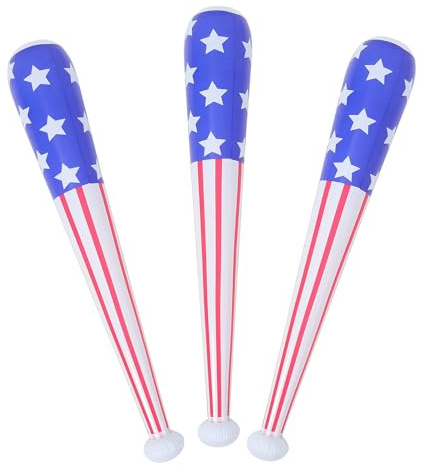 CLISPEED 3 Mazze da Baseball Gonfiabili Pvc Bandiera Americana 85 Cm, Giocattoli per Feste di Compleanno e Decorazioni per Festa del 4 Luglio, Oggetti di Scena per Tifo e Bomboniere