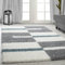 Carpetsale24 Hochflor Teppich 240 x 340 cm Blau-Grau – Weicher Shaggy Flokati im Karierten Design – XL Wohnteppich für große Räume wie Wohnzimmer, Essbereich oder Schlafzimmer – Pflegeleicht
