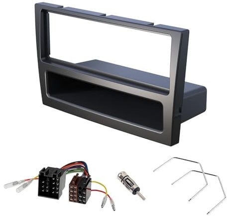 Audioproject A189 - Mascherina Autoradio 1 DIN Kit Montaggio compatibile con Opel Corsa C Combo Omega Astra Vectra Meriva Agila Adattatore Radio Antenna Sblocco Nero