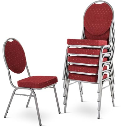 MACOShopde by MACO Möbel Stapelstuhl 6er Set DAVID - stabil bis 150 kg in ROT in Gewerbequalität + stapelbar für: Konferenz, Seminar, Wartezimmer, Bankett, Theater, Oper, Schule/Uni & Gastro/Hotel