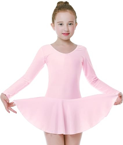 Seawhisper Ballerina Costume Ballet Leotard for Girls with Tutu Dress Kids Outfit Gymnastics Pink