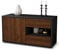 Stil.Zeit TV Schrank Lowboard Aleyna, Korpus anthrazit matt, Front Holz Design Walnuss (92x49x35cm), Push to Open Technik & Leichtlaufschienen