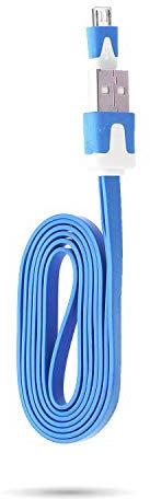 Shot Case - Cable Chargeur pour Manette Playstation 4 PS4 USB/Micro USB 1m Noodle Universel Connecteur (Couleur Bleu)