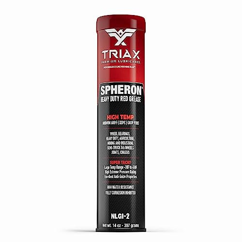 TRIAX Spheron HT Red Lithium Grease Cartridge – Super Heavy Duty, Extreme Pressure, Ultra Tacky & Waterproof – For 5th Wheel, Joints, Bearings, Pivots and Chassis – High Temp > 204°C