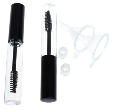 Lurrose 2pcs 10ml Tube de Mascara Vide Réutilisable avec Cils Baguette Baguette Entonnoirs Castor Huile Cils Brosse Inserts en Caoutchouc Ensemble Conteneur de Mascara DIY avec Cap