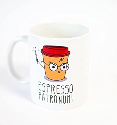 TusPersonalizables Tazza perla colazione, con stampa “Espresso Patronum” ispirata a Harry 350 Millilitri