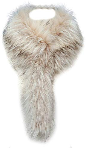 Amorar Damen Kunstpelz Fell Schal Pelzkragen Fellkragen Umschlagtuch Kragen Winter Nackenwärmer Wärm Fuchspelz Kragen Lange Schal 82cm Khaki