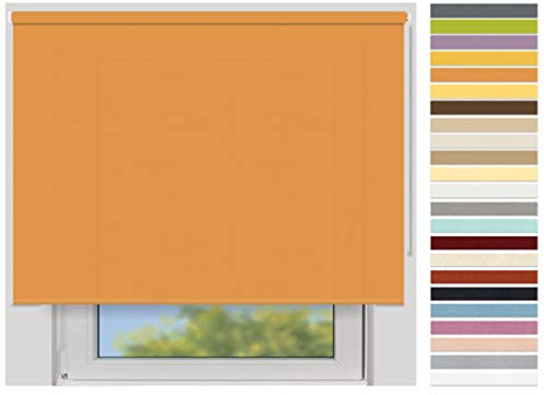 EFIXS Sichtschutzrollo Maxi - 32 mm Welle - Breiten: 40-240 cm - Höhen bis 240 cm - Hier: 220 cm x 190 cm (Stoffbreite x Höhe) - orange (5034) - lichtdurchlässig - Blickdicht