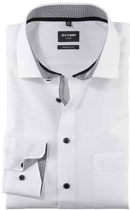 OLYMP Businesshemd Luxor Modern Fit - Pflegeleicht, 100% Baumwollhemd Herren Langarm - Global Kent Kragen - Hemden für Herren - Weiß - 40