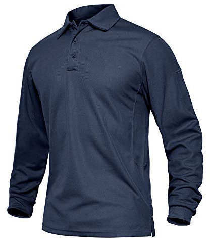 EKLENTSON Long Sleeve Polo Shirts for Men Golf SportsTops Athletic Performance T Shirt Quick Dry Navy,XL