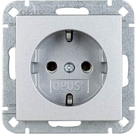 OPUS® 55 Schutzkontakt-Steckdose premium ohne Berührungsschutz Farbe alu-silber-seidenglanz