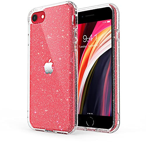 ULAK Cover per iPhone SE 2022 2020, Custodia iPhone 8 7 Trasparente Sottile Protezione Resistente Antiurto Compatibile con Apple iPhone SE 3 2 generazione e 8 7, Glitter