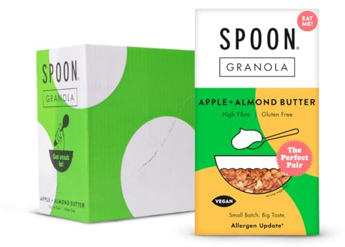 Spoon Cereals Apple and Almond Butter Granola - Gluten Free, High Fibre, Vegan Cereal, 5 x 400g