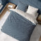Parure de lit avec Housse de Couette 220x240 cm + 2 Taies d'oreiller 63x63cm pour lit pour 2 Personnes géométrique Bleu et Blanc 100% Coton