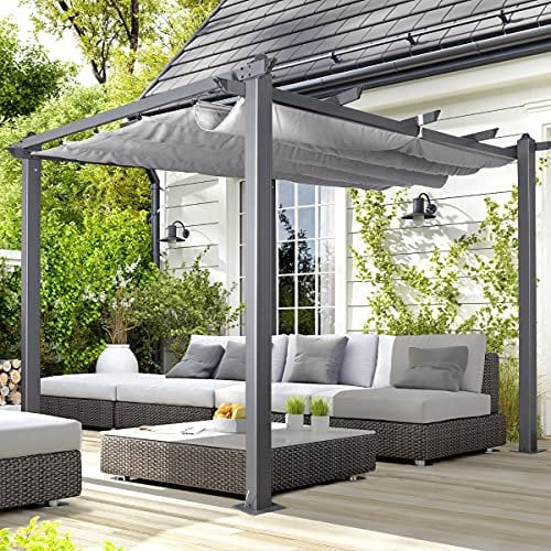 Oseasons Acorn Aluminium 3m Square Pergola Gazebo in Grey