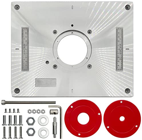 Aluminium Router Table Insert Plate Table for Woodworking Benches Router Plate Wood Tools Milling Trimming Machine with Rings (rot 11inches)