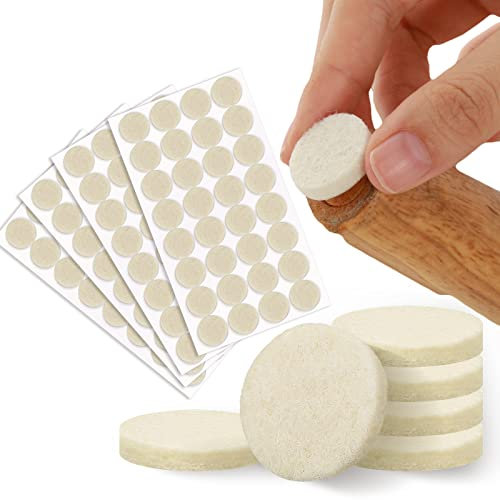 Grevosea 128Pcs Felt Furniture Pads, 20mm Felt Pads Chair Leg Protectors 5mm Thick Sofa Feet Protectors for Wooden Chair Legs Floors Protectors Round Furniture Pads, Beige