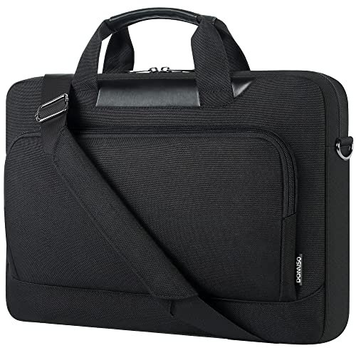 DOMISO 17-17,3 Pouces Sacoche de Protection Ordinateur Portable Imperméable Sac à Bandoulière Antichoc Compatible avec 17.3 HP Pavilion 17 / MSI/Dell/Lenovo/Acer/ASUS, Black