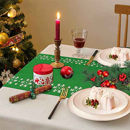 Tischläufer Weihnachten,Weihnachtstischdecke,Weihnachtsdeko,Abwaschbar Tischdecke,100 X 30 Cm Weihnachtsdecke Tisch,Grün/Graue/Rot Weihnachten Tischdecke Für Weihnachten Party Urlaub Dekoration (Grün)
