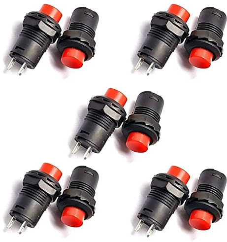 10x Drucktaster rund Taster 12mm DIY Druckschalter AC 1,5A/230V 12V NON-Momentan button Schalter | Rot