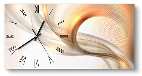 DEQORI Glasuhr | vertikal 60x30 cm | Motiv Schwingungen im Licht | große XXL Design Uhr aus Glas | leise Wanduhr für Wohnzimmer & Küche | moderne Hingucker Uhr für die Wand