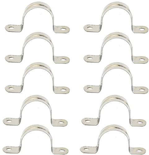 MACHSWON 10 Stück starre Rohrbandschelle 60 mm 304 Edelstahl Rohrschellen Zwei Loch Rohrband Spannclips U-Rohrklemme Sattelschellen Ring Schlauchschelle