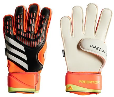 adidas Match Fingersave Predator-Torwarthandschuhe, Unisex, Kinder, Schwarz/Solarrot/Solargelb, 6