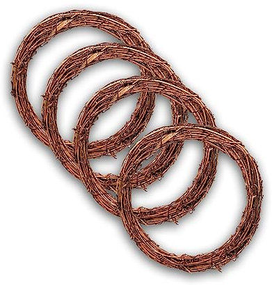 Weinrebenkranz-Set, Marrywindix 4 Stück Natürlicher Rankenzweig Kranz Weihnachten DIY Rattan Kranz Girlande für Weihnachten Urlaub Handwerk Hochzeit Dekor (25,4 cm)