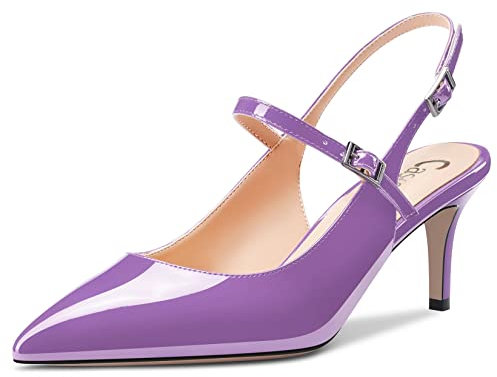 Castamere Donna Medio Tacco Heel a Punta Slingback Pumps da Matrimonio Ballo Dress 6.5 CM Heels Viola 37 EU