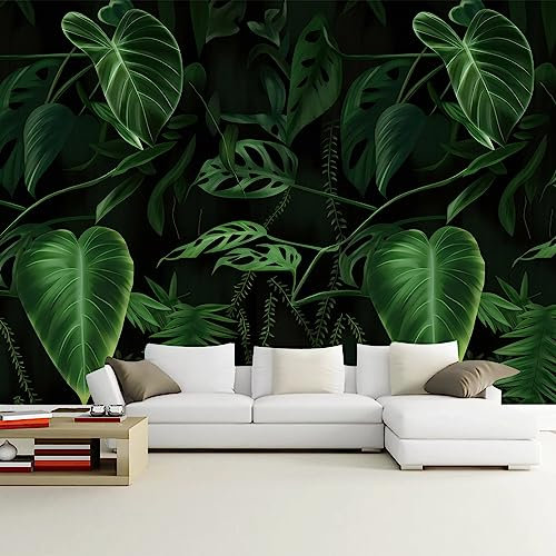 WFBHUA Green Leaf Wall Mural Tropical Jungle Leaves Wallpaper for Bedroom