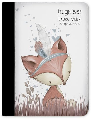 CreaDesign Customize A4 Zeugnismappe für Kinder 26,7x32,7x1 cm, Sichtbuch mit 10 Klarsichthüllen, erweiterbar auf bis zu 20 Taschen, Fuchs design, Dokumentenmappe für Schüler