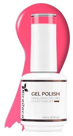 Nicedeco 15ML Vernis Gel Semi Permanent Néon Rose rougeâtre, Sans HEMA Vernis à Ongles Gel Polish UV LED Soak Off Brillant Longue Durée (09)