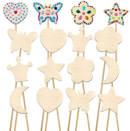 ERFGT 12 Pièces Baguette Magique Bricolage Bricolage Baguette de Princesse Magique Magique Baguette Magique Bois Set de Baguettes Magiques en Bois pour la Peinture et l'artisanat (6 Formes)