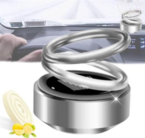 Qoobom AEXZR Tragbarer kinetischer Mini-Diffusor, AEXZR Mini tragbarer kinetischer Diffusor, automatisch rotierender Solar-Doppelring-Diffusor für Auto & Haushalt (grau), QOOBOM-HG565466EUCYCMLLL