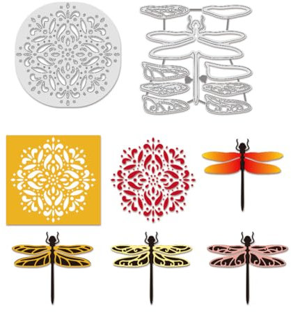 BENECREAT Libellen-Stanzschablonen, Blumen-Hintergrundbrett, Stanzschablone, DIY, Basteln, Prägeschablone für Kartenherstellung, Foto, dekoratives Papier, Scrapbooking, 0,8 mm dick