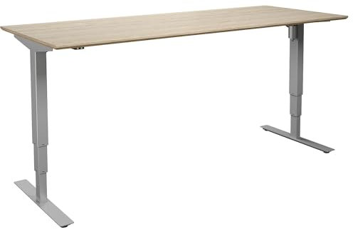 kaiserkraft | Schreibtisch Atlanta Trend | elektrisch höhenverstellbar | gerade | BxT 200x80 cm | Eiche/Silber