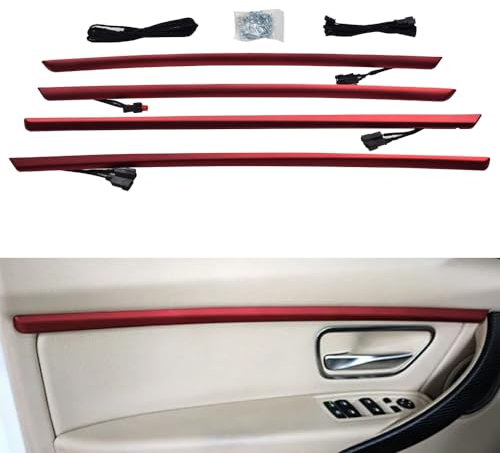 Auto LED Innentürbeleuchtung Ambient Light Trim Strip Zubehör für B-MW 3er F30 F31 320i 328i 330i 335i 340i 2012-2018 Tür Zweifarbige Atmosphärenlampe Ersatzabdeckung (Rot)
