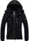 GEMYSE Damen Wasserdichte Winddichte Skijacke Winterjacke Wanderjacke Hardshelljacke Regenjacke mit Kapuze (Schwarz,XL)