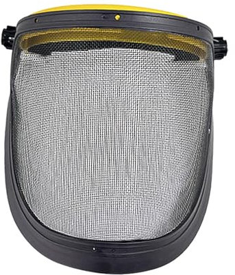 Milageto Forsthelm, Schutzhelm Metallgewebe Heavy Duty Mesh, Gesichtsschutz mit für Gartenschere Freischneider Mäher Forstwirtschaft, Gelb Mesh-Visier