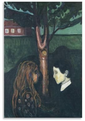 Edvard Munch Poster, Motiv: Auge in Auge, Poster, Gemälde, Leinwand, Wandkunst, Wohnzimmer, Poster, Gemälde, 30 x 45 cm