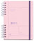 Miquelrius Kalender 2025, Größe 155 x 213 mm, Wochenansicht, Umschlag aus Karton, nachhaltiges Papier 100 g/m², Verschluss, Spanisch, Englisch und Portugiesisch, Rosa