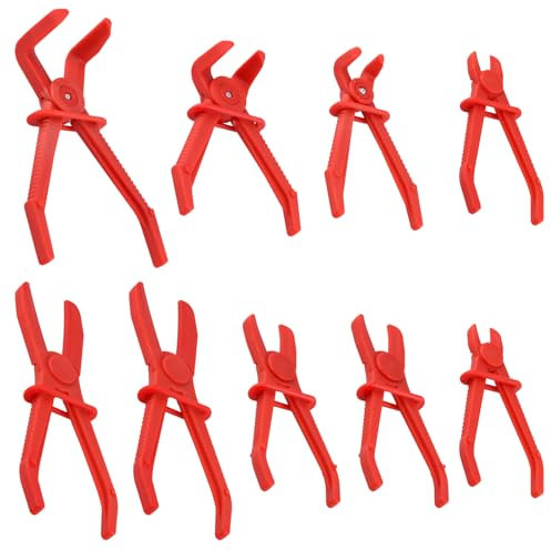 ZEONHEI 9 PCS Brake Hose Clamp Pliers Set, Hose Pinch Off Pliers, Red Plastic Flexible Hose Clamp Pliers for Fuel Line, Radiator Hoses, Coolant Hoses