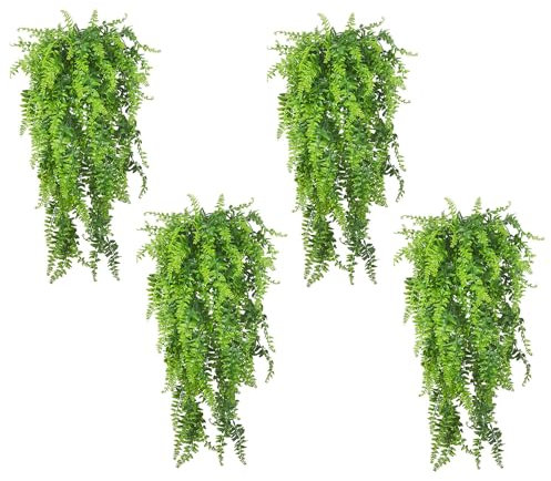 Winlauyet 4 pcs Artificial Hanging Plants Fern Vine Fake Greenery Fern Persian Greenery Decor for Bedroom Office Party Garden Wall Room Decor Farmhouse