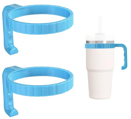 2pcs Tumbler Handle for Stanley 20oz Quencher H2.0 Flowstate Tumbler, Tumbler Handle Attachment 20oz Anti-Slip Car Cup Holder Friendly Improved Grip for Cup Accessories (Blue)