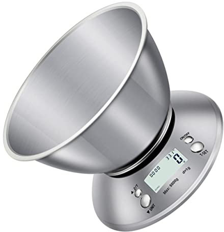 MAGICLULU Calculadora De Pantalla De Escala De 1 G A 5 Kg Báscula De Pesaje Precisa Para Cocina Tazón De Acero Inoxidable Fácil De Operar No Requiere Batería